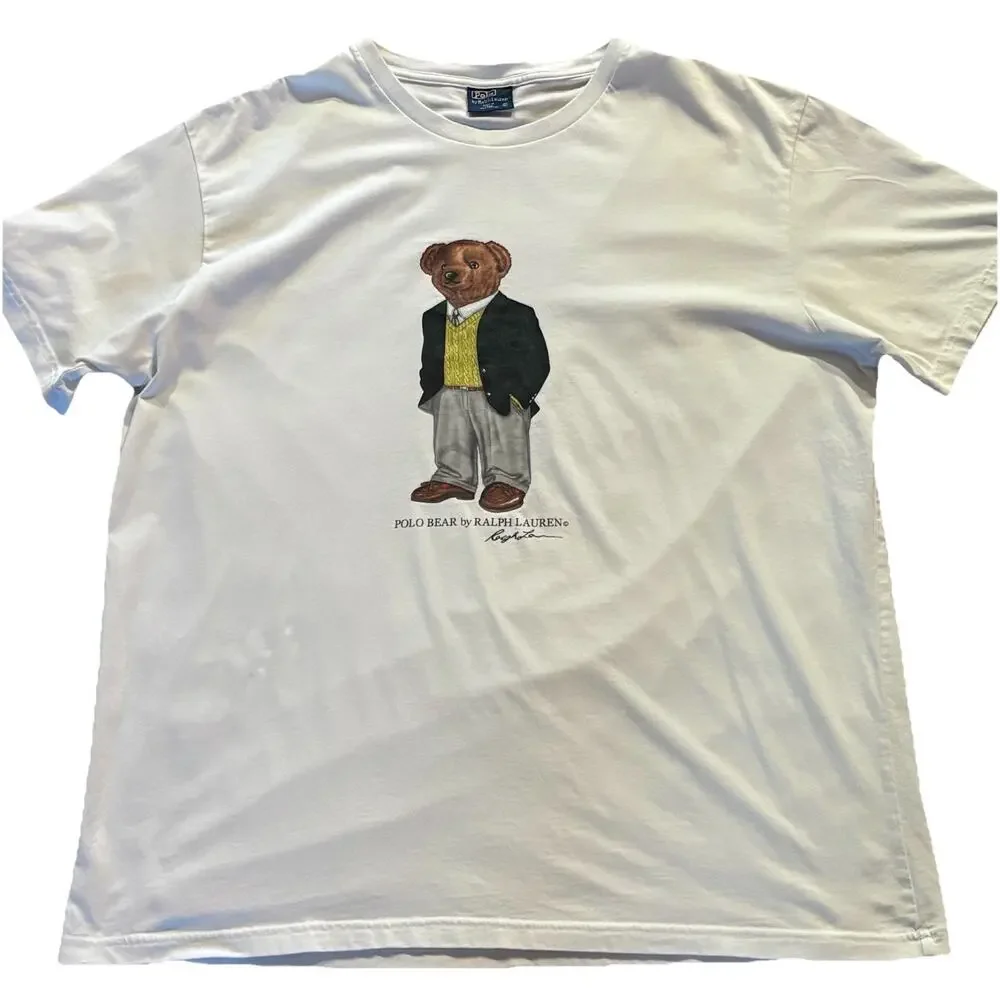Vintage Polo Ralph Lauren Polo Bear Black Watch Blazer White T-Shirt Men's XL